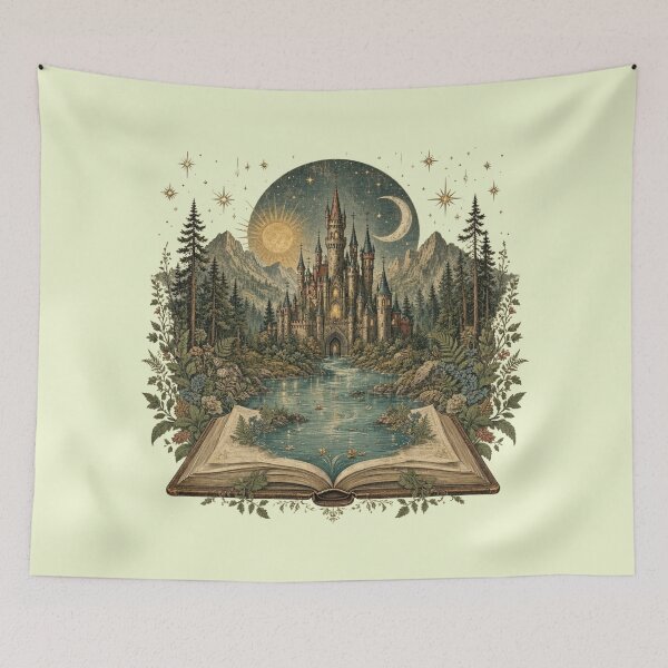 Item preview, Fantasy Castle Emerging from Open Book Magical Storybook designed and sold by CF_VintageDesign.