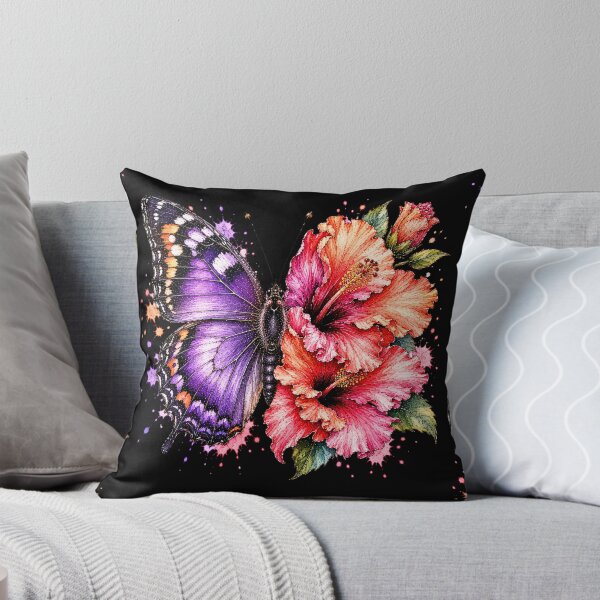 Item preview, Hibiscus Double Butterfly Watercolor Illustration designed and sold by ColorSplash123.