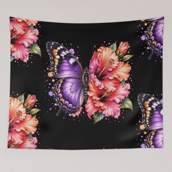 Item preview, Hibiscus Double Butterfly Watercolor Illustration designed and sold by ColorSplash123.