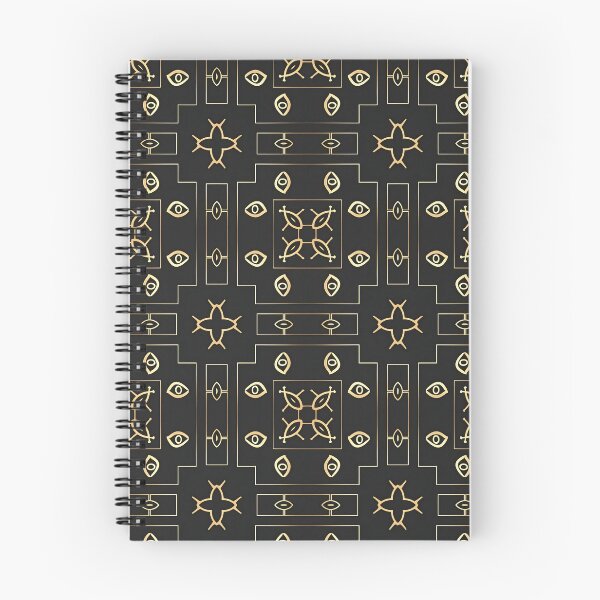 Item preview, Antique Gold Eye Motif on Black designed and sold by Pattern Fusion Creations.