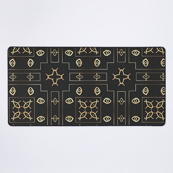 Item preview, Antique Gold Eye Motif on Black designed and sold by Pattern Fusion Creations.