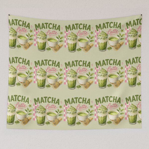 Item preview, Matcha Latte | Trendy Japanese Green Tea Café Illustration designed and sold by UUniqueIImprint.