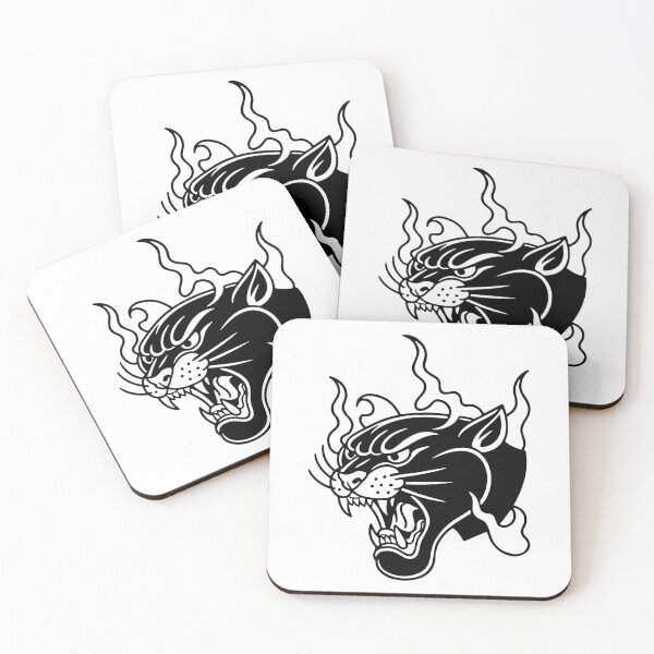 Item preview, Old School Roaring Wild Cat Black Ink Art designed and sold by InkStation24.