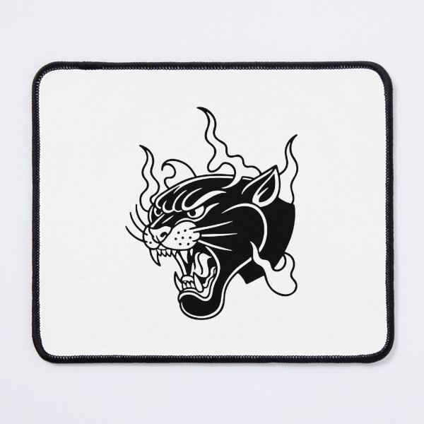 Item preview, Old School Roaring Wild Cat Black Ink Art designed and sold by InkStation24.