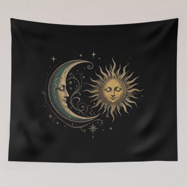 Item preview, Vintage Sun and Moon Faces Celestial Mystical designed and sold by CF_VintageDesign.