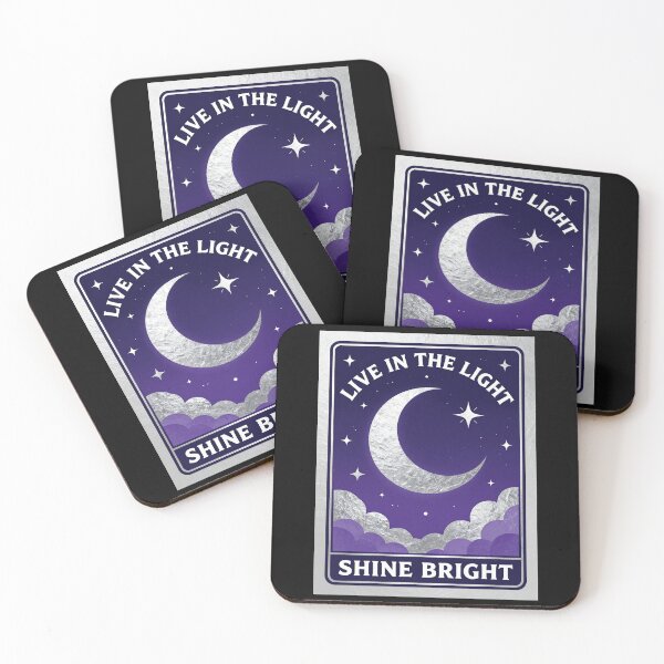 Item preview, Live In The Light Shine Bright Silver Crescent Moon Celestial Tarot Card Sticker designed and sold by FestivityFinds.