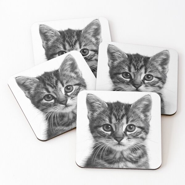 Item preview, Tabby Kitten Face Black and White Cat Portrait designed and sold by FrostyFrisby.