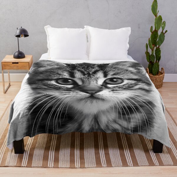 Item preview, Tabby Kitten Face Black and White Cat Portrait designed and sold by FrostyFrisby.