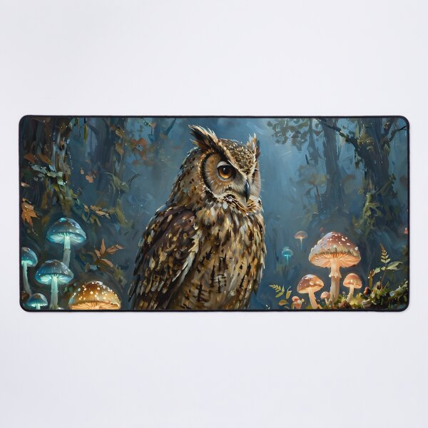 Item preview, Enchanted Woodland Owl Among Glowing Mushrooms – Magical Forest Fantasy Art designed and sold by cr6zym1nd.