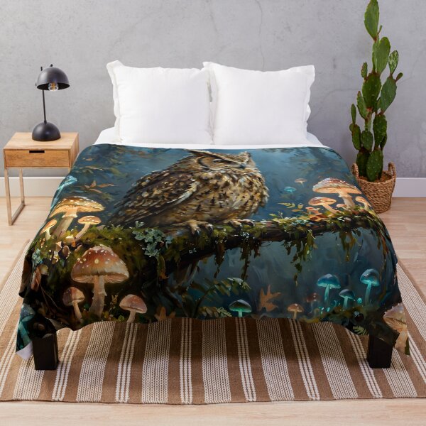 Item preview, Enchanted Woodland Owl Among Glowing Mushrooms – Magical Forest Fantasy Art designed and sold by cr6zym1nd.