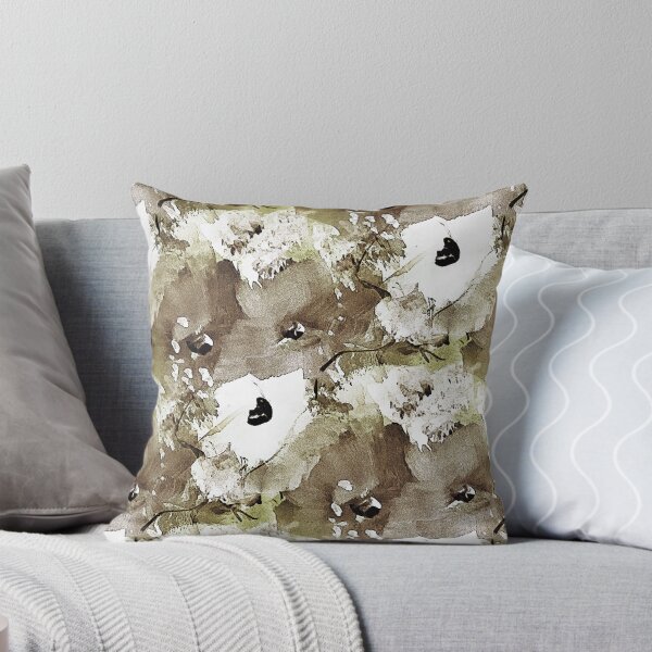 Item preview, Painterly Flowers in Beige Brown and White designed and sold by Artistestella.