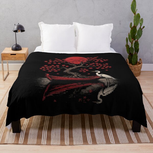 Item preview, Japanese Maple Boat Heron Red Sun Zen Minimalist designed and sold by CF_VintageDesign.