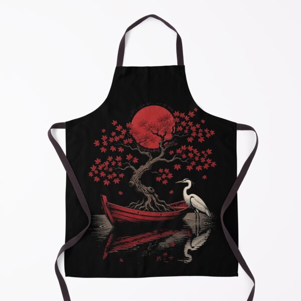 Item preview, Japanese Maple Boat Heron Red Sun Zen Minimalist designed and sold by CF_VintageDesign.