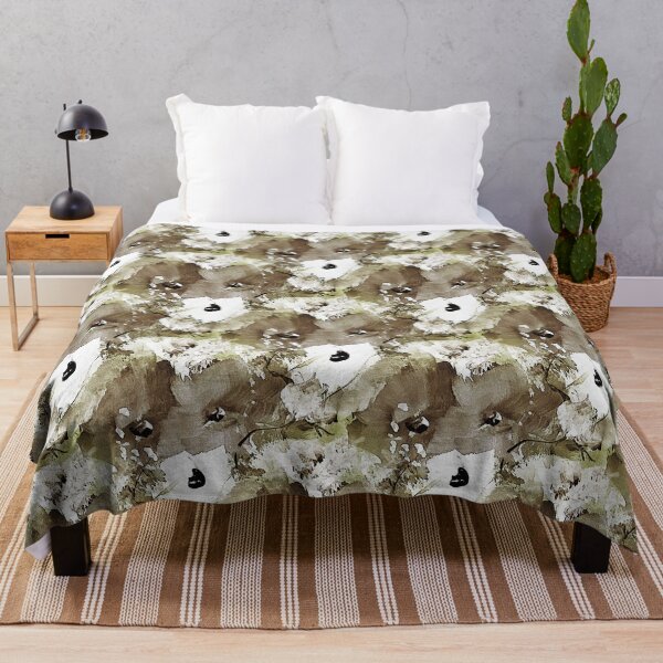 Item preview, Painterly Flowers in Beige Brown and White designed and sold by Artistestella.