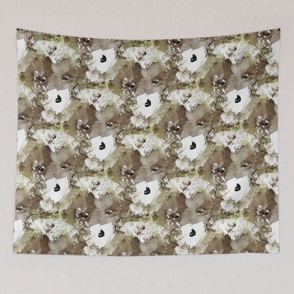 Item preview, Painterly Flowers in Beige Brown and White designed and sold by Artistestella.