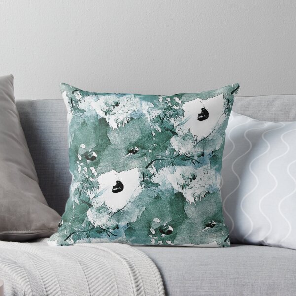 Item preview, Painterly Flowers in Teal and White designed and sold by Artistestella.