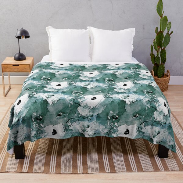 Item preview, Painterly Flowers in Teal and White designed and sold by Artistestella.