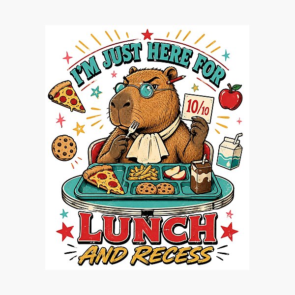 Item preview, I'm Just Here For Lunch And Recess - Funny Capybara designed and sold by BumbleBloom7.