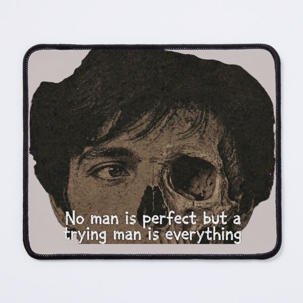 Item preview, No Man Is Perfect But A Trying Man Is Everything - Dark Aesthetic Motivational Skull Quote Graphic Sticker designed and sold by zenithdecalco.