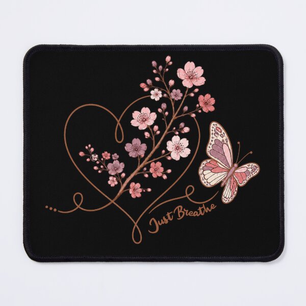 Item preview, Just Breathe | Cherry Blossom, Butterfly and Love Heart | Inspirational Relaxing Floral Boho designed and sold by Made by Tamar.