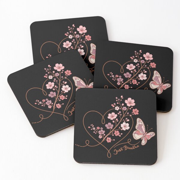 Item preview, Just Breathe | Cherry Blossom, Butterfly and Love Heart | Inspirational Relaxing Floral Boho designed and sold by Made by Tamar.