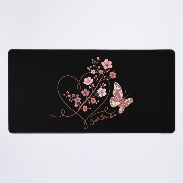 Item preview, Just Breathe | Cherry Blossom, Butterfly and Love Heart | Inspirational Relaxing Floral Boho designed and sold by Made by Tamar.