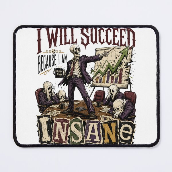 Item preview, I Will Succeed Because I Am Insane - Skeleton Corporate Humor designed and sold by BumbleBloom7.