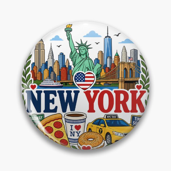 Item preview, New York - Statue of Liberty, Skyline & Pizza Design designed and sold by Myra365Art.