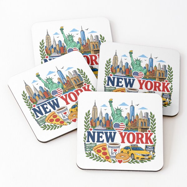 Item preview, New York - Statue of Liberty, Skyline & Pizza Design designed and sold by Myra365Art.