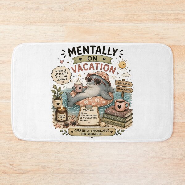 Item preview, Mentally On Vacation Cute Dolphin Summer Aesthetic Funny Art designed and sold by DreamyBrushArt.