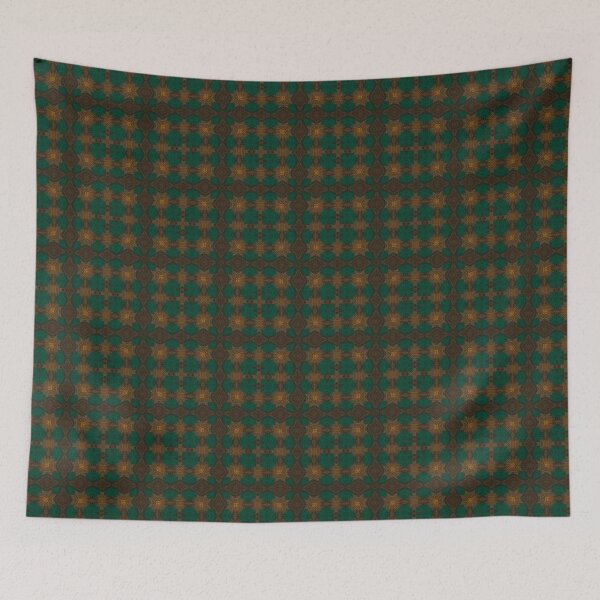 Item preview, Vintage Emerald & Bronze Geometric Grid Pattern designed and sold by Pattern Fusion Creations.