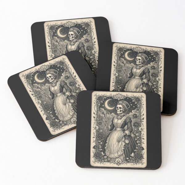 Item preview, Victorian Nurse Skeleton Tarot Card Vintage Gothic Rose designed and sold by CF_VintageDesign.