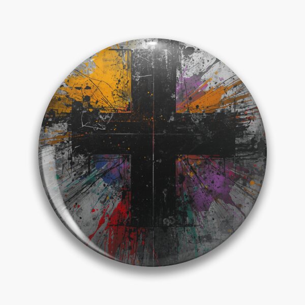 Item preview, Abstract Grunge Cross with Vibrant Rainbow Paint Splatter designed and sold by RebelliousBella.