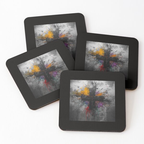 Item preview, Abstract Grunge Cross with Vibrant Rainbow Paint Splatter designed and sold by RebelliousBella.