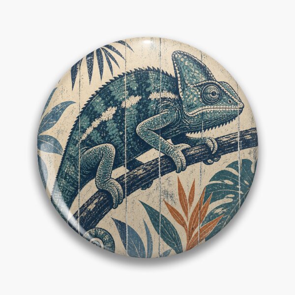 Item preview, Chameleon on the Jungle Branch Wild Animal Nature Illustration designed and sold by VisualArtsOasis.