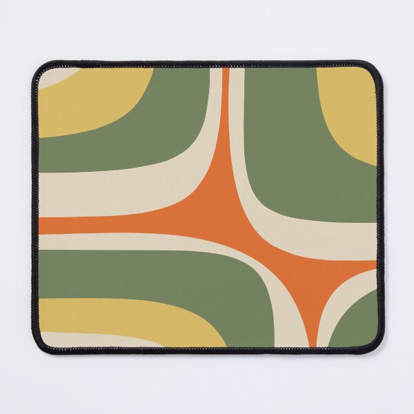 Item preview, Mid Century Modern Retro Groove Abstract in Mossy Sage Green Orange Yellow designed and sold by kierkegaard.