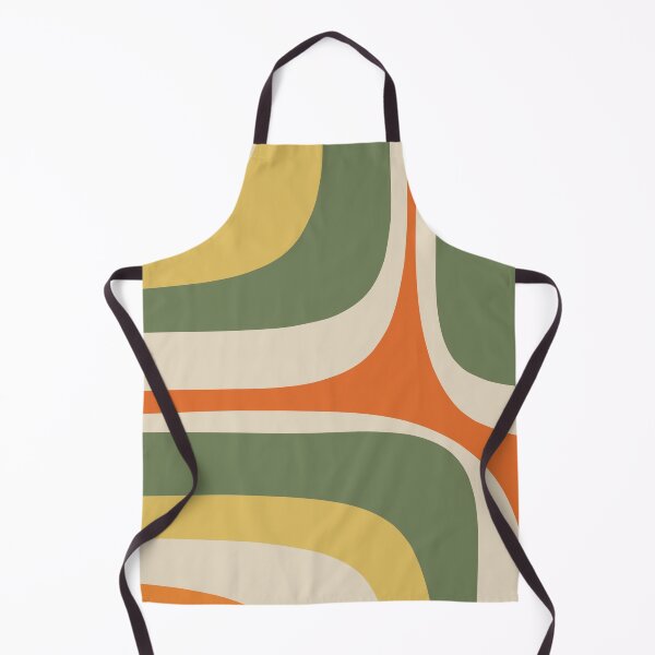 Item preview, Mid Century Modern Retro Groove Abstract in Mossy Sage Green Orange Yellow designed and sold by kierkegaard.