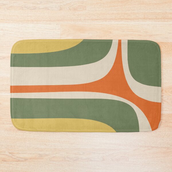 Item preview, Mid Century Modern Retro Groove Abstract in Mossy Sage Green Orange Yellow designed and sold by kierkegaard.