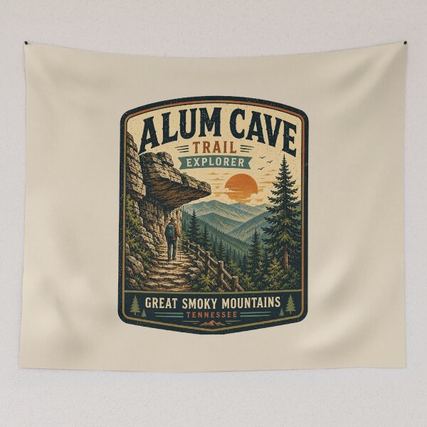 Item preview, Alum Cave Trail Vintage Hiking Emblem – Retro Mountain Adventure Badge designed and sold by Globalcitytees.