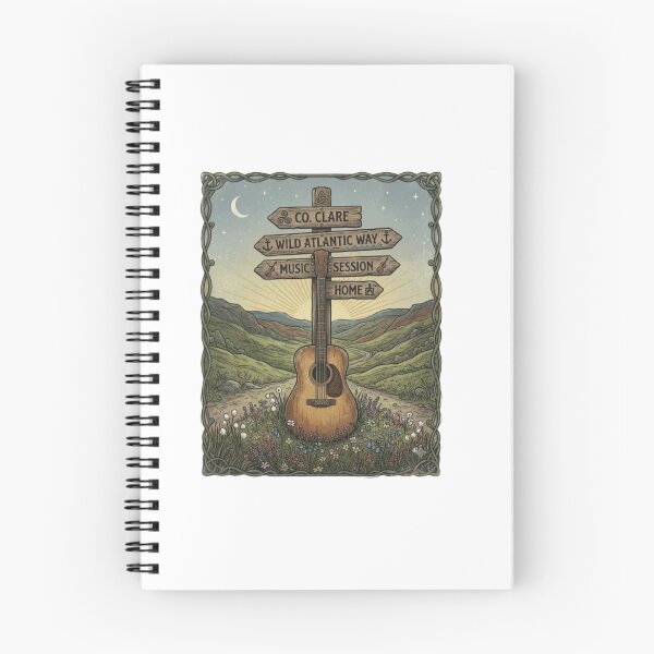 Item preview, Vintage Irish Road Trip Acoustic Guitar Music Travel Design designed and sold by Artbysarmina.
