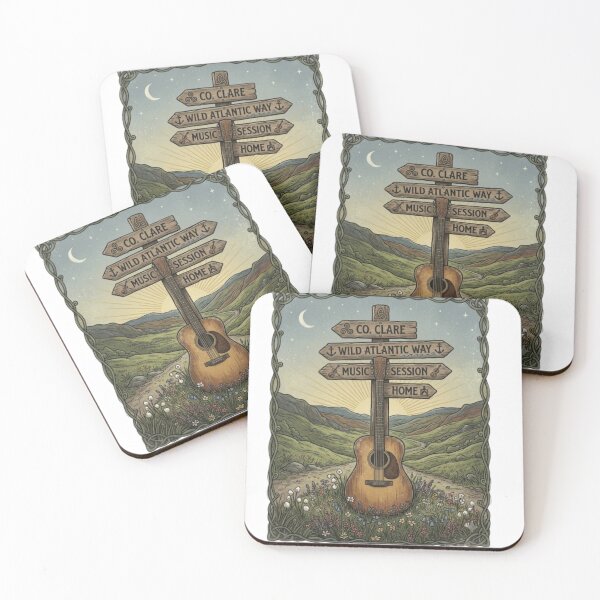 Item preview, Vintage Irish Road Trip Acoustic Guitar Music Travel Design designed and sold by Artbysarmina.