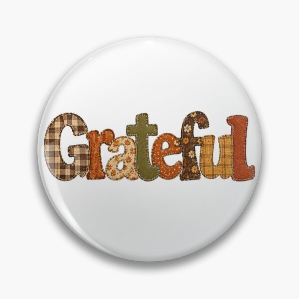 Item preview, Grateful in Fake Stitched Patchwork Letters designed and sold by Giddy Bear Gifts.