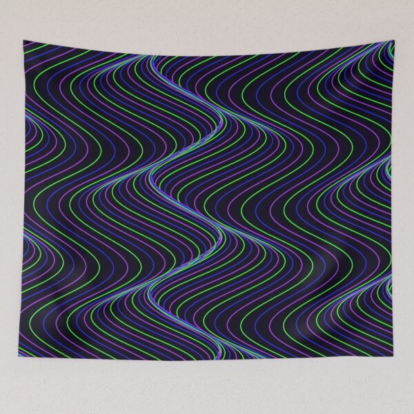 Item preview, Futuristic Neon Green and Purple Wavy Pattern designed and sold by GraphyLab.