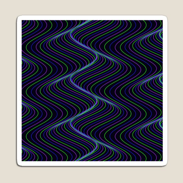 Aperçu de l'œuvre Motif ondulé futuriste vert néon et violet créée et vendue par GraphyLab.