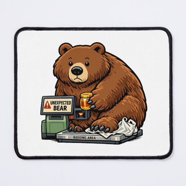 Item preview, Unexpected Bear Self Checkout Funny Cartoon designed and sold by Concrete Coffee Studio.