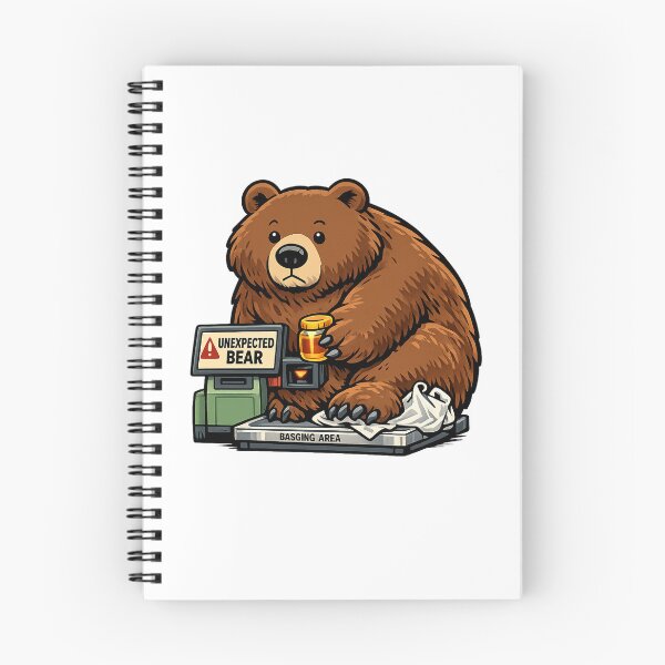 Item preview, Unexpected Bear Self Checkout Funny Cartoon designed and sold by Concrete Coffee Studio.