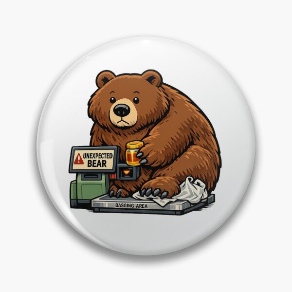 Item preview, Unexpected Bear Self Checkout Funny Cartoon designed and sold by Concrete Coffee Studio.