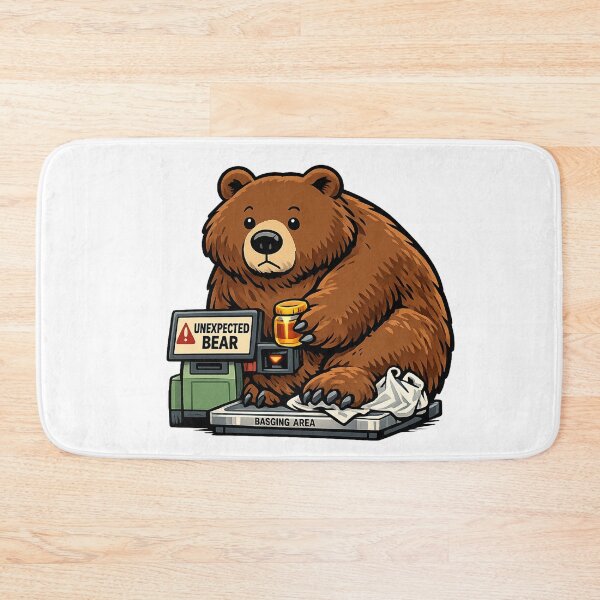 Item preview, Unexpected Bear Self Checkout Funny Cartoon designed and sold by Concrete Coffee Studio.