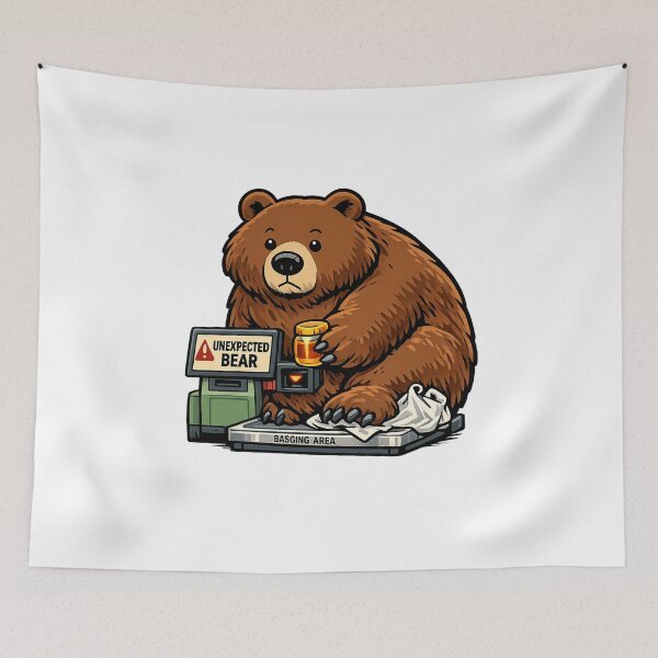 Item preview, Unexpected Bear Self Checkout Funny Cartoon designed and sold by Concrete Coffee Studio.