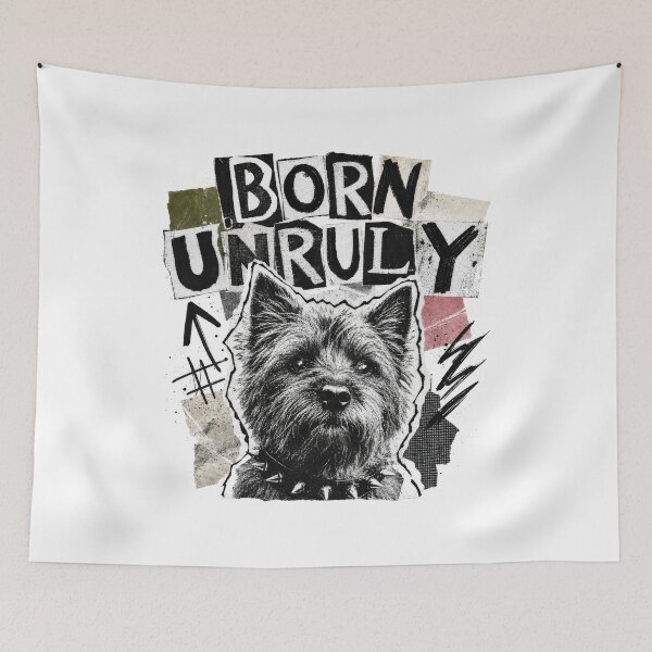 Item preview, Rebellious Scruffy Dog Born Unruly Punk Cairn designed and sold by AntiqueImages.